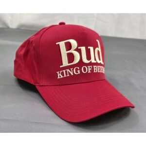 Bud King Of Beers Embroidered Budweiser Red Snap Back Baseball  Hat Vintage Look